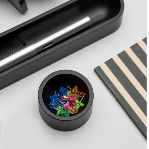Iulia Black Round Paper Clip Holder Black Clear Desk Organiser Desk Organizers Minimalist Desk Organizer Office Desk Accessories Iulia