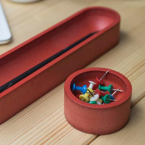 Iulia Red Round Paper Clip Holder Clear Desk Organiser Minimalist Desk Organizer Office Desk Accessories Wood Wooden Paper Clip Holder Iulia