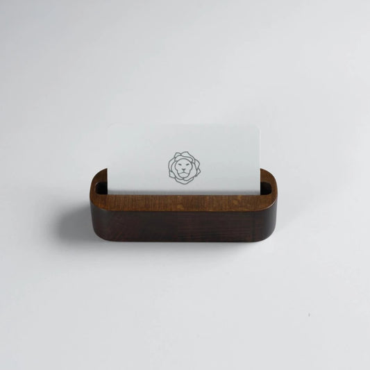 Dark Mahogany Stained Beechwood Business Card Holder