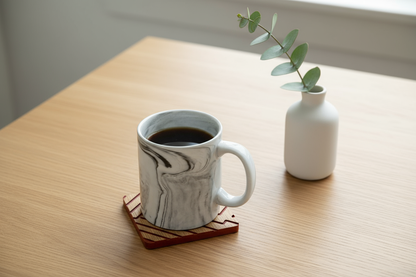 Siyah ve Meşe Zikzak Ahşap Bardak Altlığı