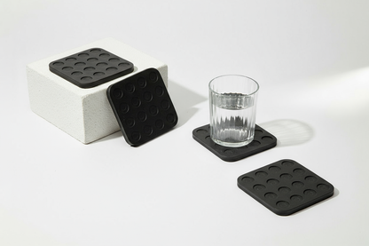 Siyah Ahşap Daireler Altlığı