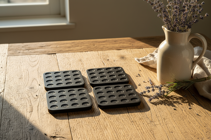 Siyah Ahşap Daireler Altlığı