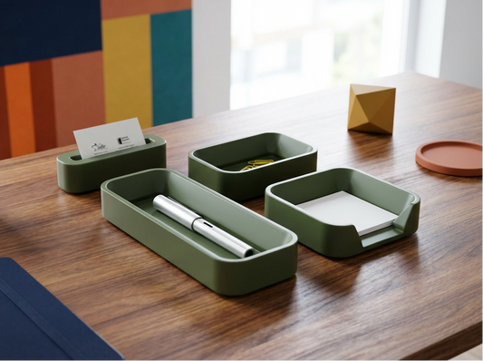 Olive Green Desk Organizer Set