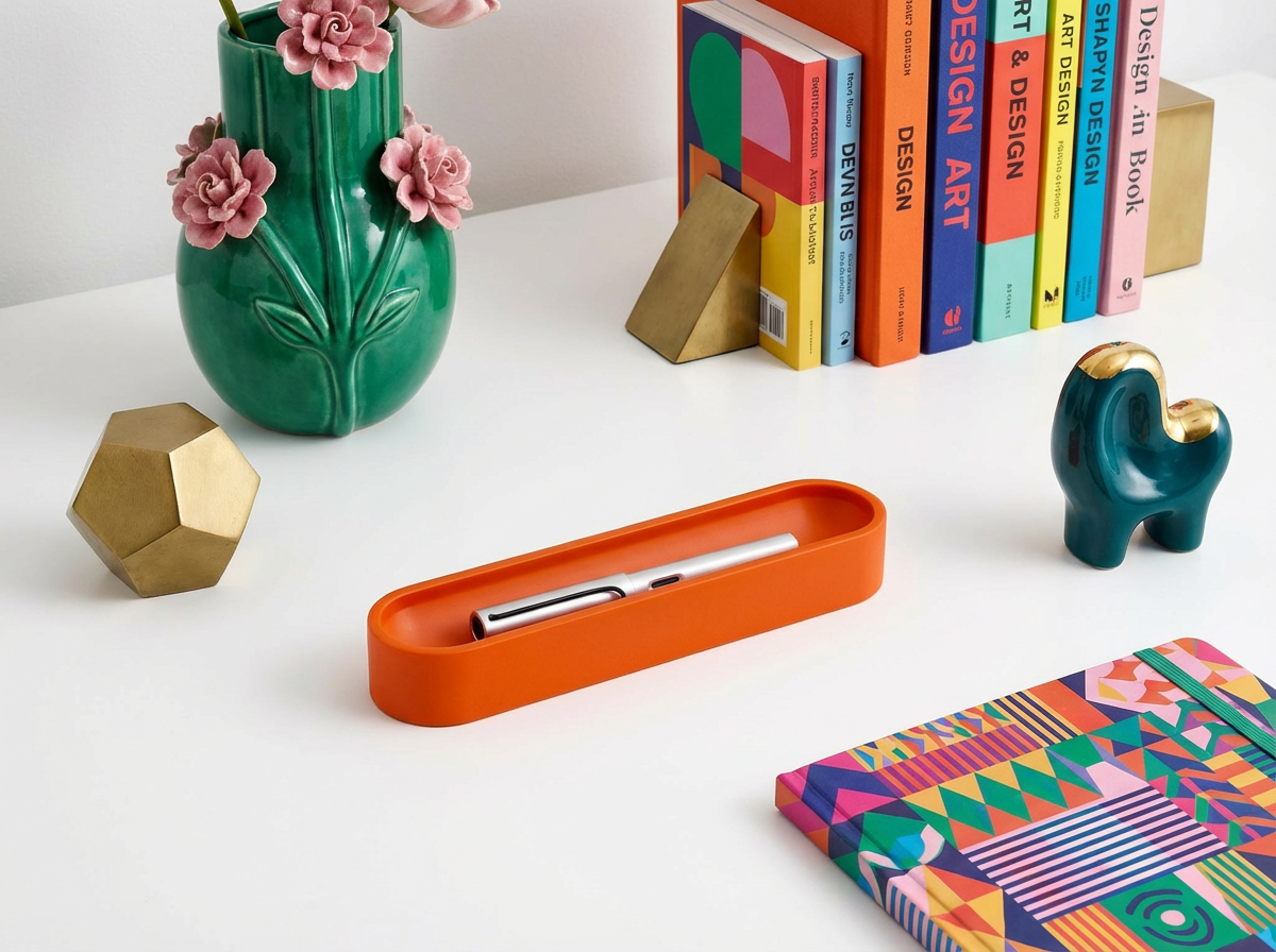 Orange Oval Pen Tray