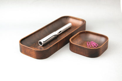 Dark Mahogany Stained Beechwood Pen Tray