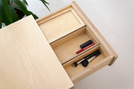 Wood Drawer Organizer Set, 6 Piece Wooden Storage Boxes, Makeup , Jewelry, Pen and Junk Organizer Trays Made of Plywood