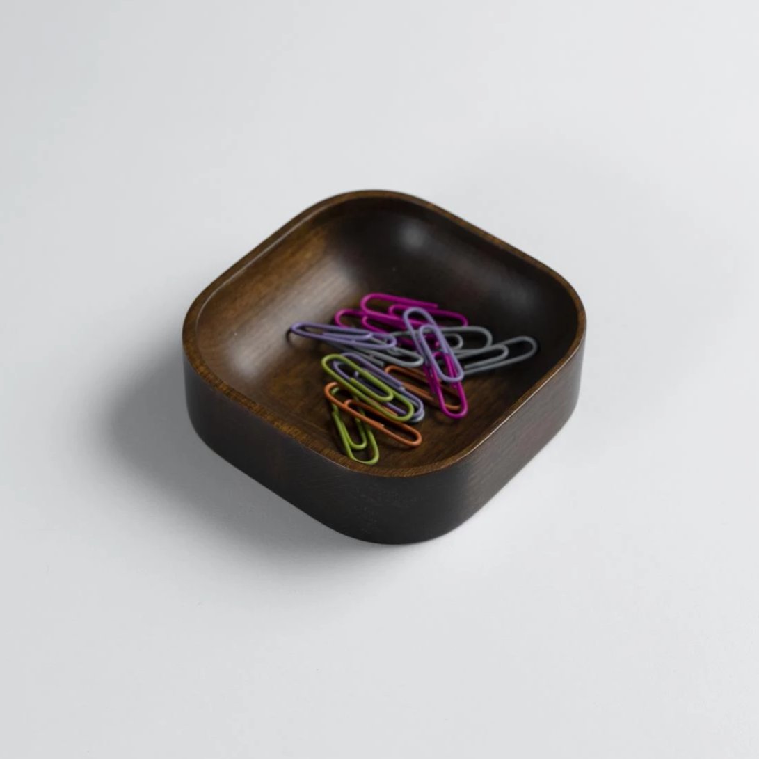 Walnut Stained Beechwood Paper Clip Holder