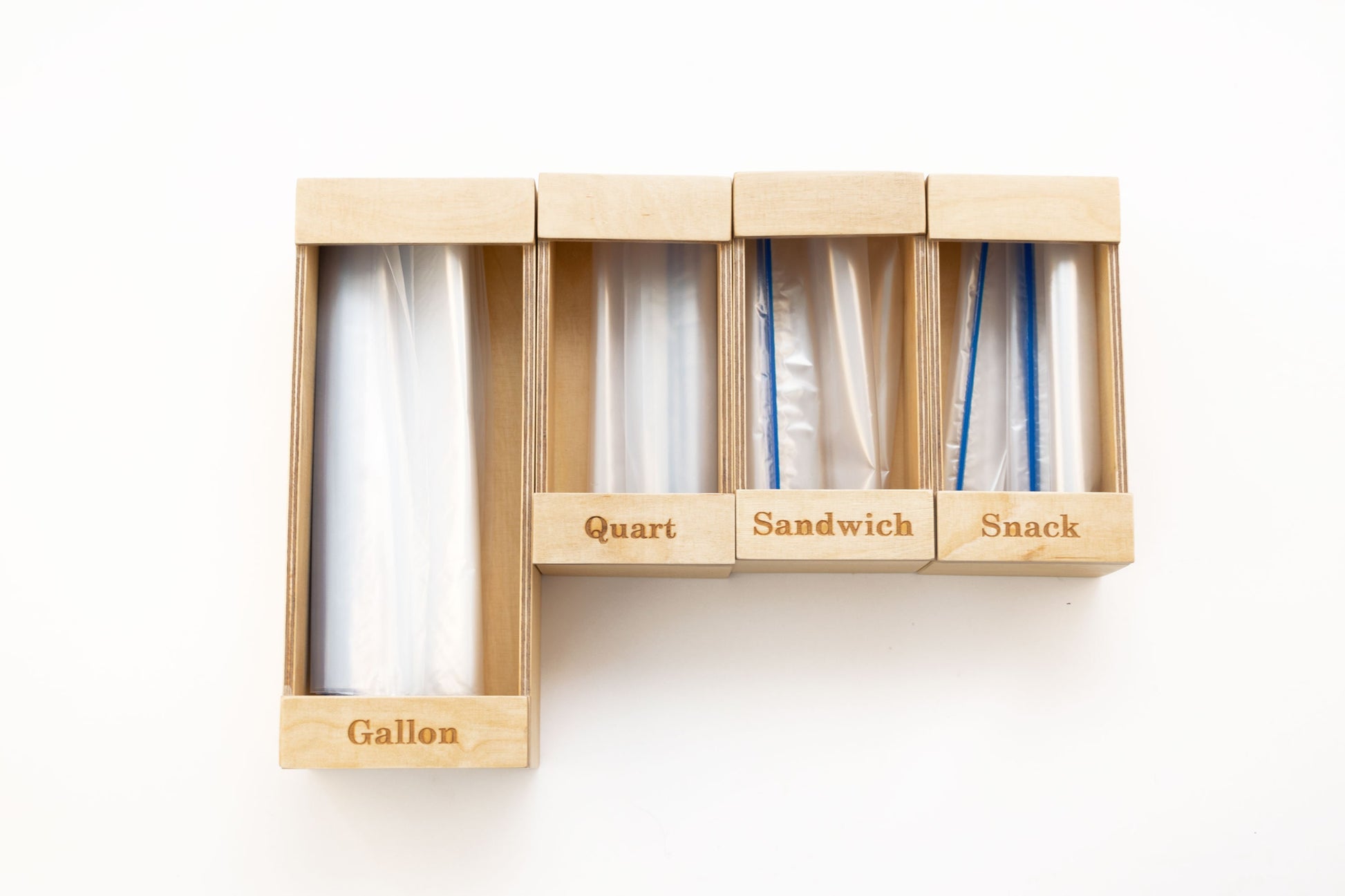 Wood Storage Bag Organizer, Baggie Organizer for Kitchen Drawer