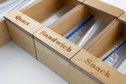 Wood Storage Bag Organizer, Baggie Organizer for Kitchen Drawer