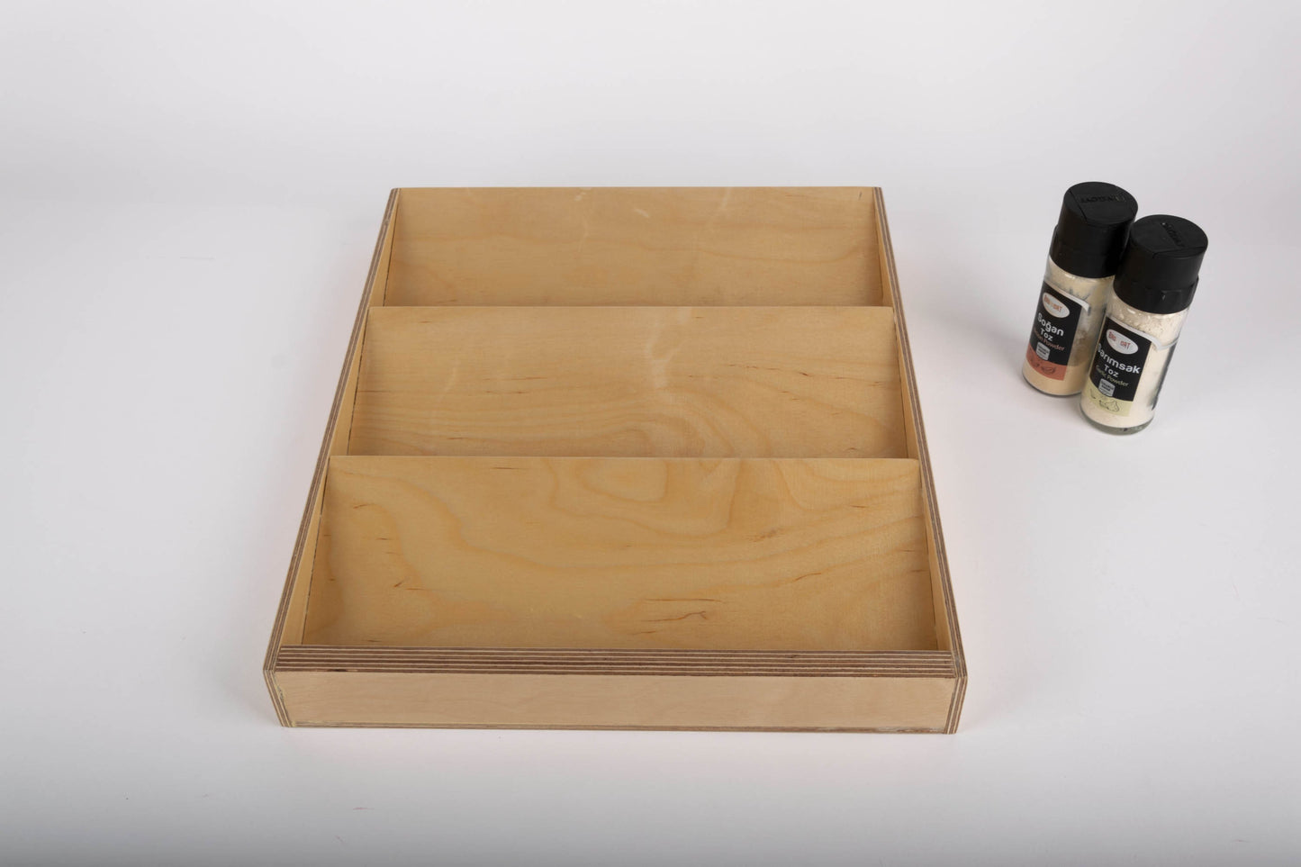 Birch Drawer Spice Organizer, Spice Rack for Kitchen Drawers, 3 Tier Slanted Spice Drawer Insert