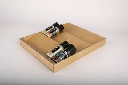 Birch Drawer Spice Organizer, Spice Rack for Kitchen Drawers, 3 Tier Slanted Spice Drawer Insert
