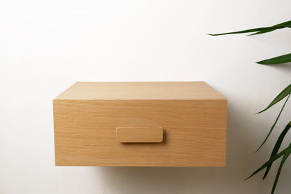 Scandinavian Oak Floating Bedside Table with One Drawer, Wall Mounted Nighstand with Wooden Handle