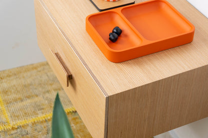 Scandinavian Oak Floating Bedside Table with One Drawer, Wall Mounted Nighstand with Wooden Handle