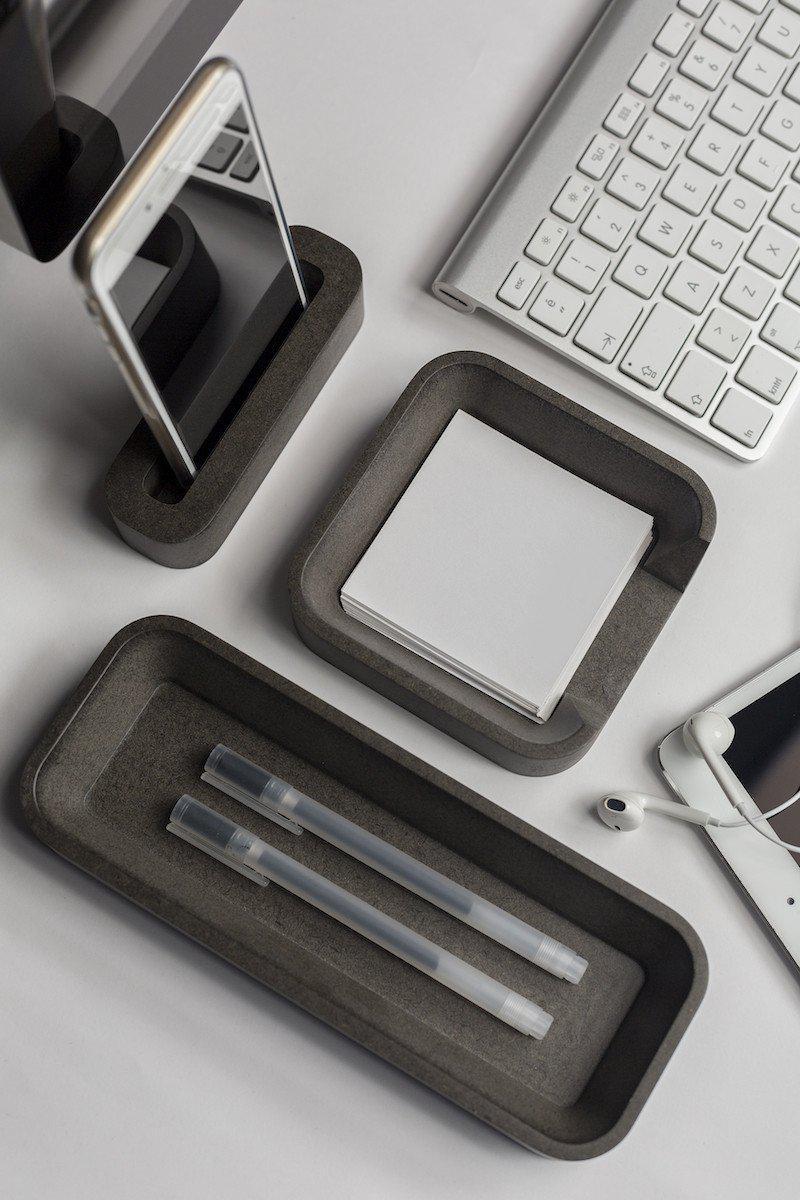 Iulia Grey Desk Organizer Set Desk Organizers Grey Modern Desk Organiser Office Desk Accessories Special Sets Iulia