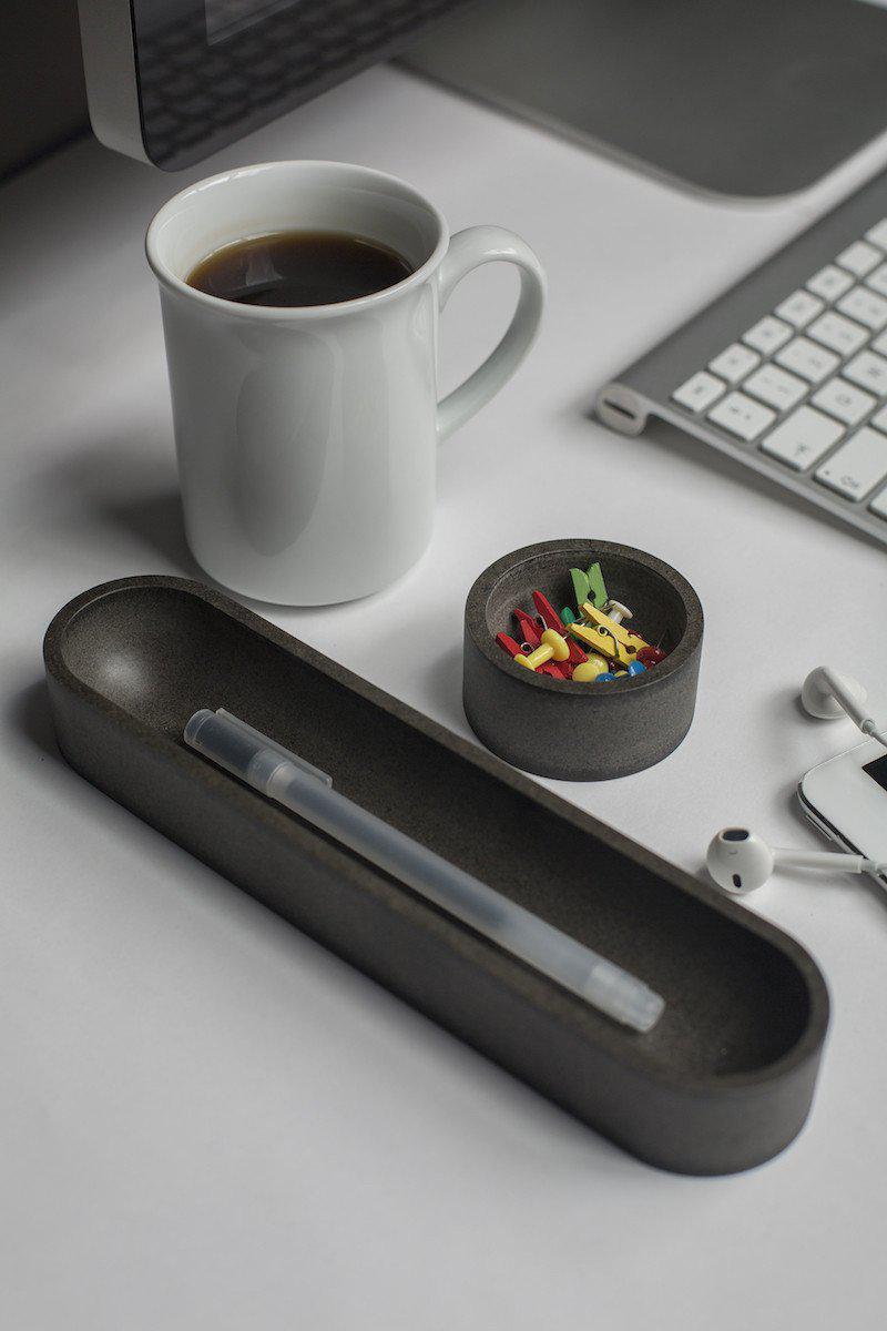 Iulia Grey Oval Desk Organizer Set Clear Desk Organiser Desk Organizers Grey Minimalist Desk Organizer Office Desk Accessories Iulia