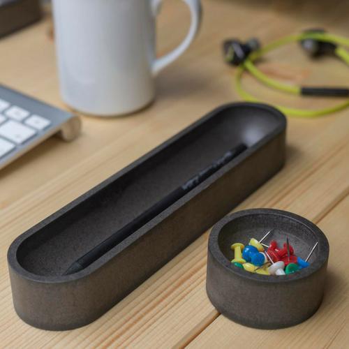 Iulia Grey Oval Desk Organizer Set Clear Desk Organiser Desk Organizers Grey Minimalist Desk Organizer Office Desk Accessories Iulia