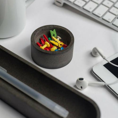 Iulia Grey Round Paper Clip Holder Clear Desk Organiser Desk Organizers Grey Minimalist Desk Organizer Office Desk Accessories Iulia