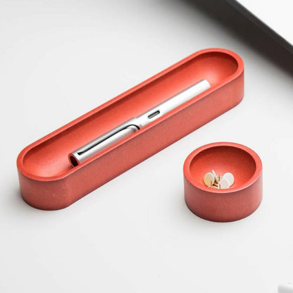 Iulia Red Oval Desk Organizer Set Clear Desk Organiser Desk Organizers Minimalist Desk Organizer Office Desk Accessories Red Iulia