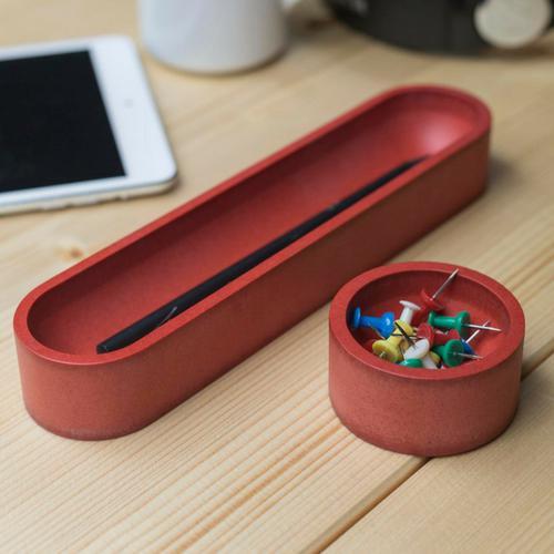 Iulia Red Oval Desk Organizer Set Clear Desk Organiser Desk Organizers Minimalist Desk Organizer Office Desk Accessories Red Iulia