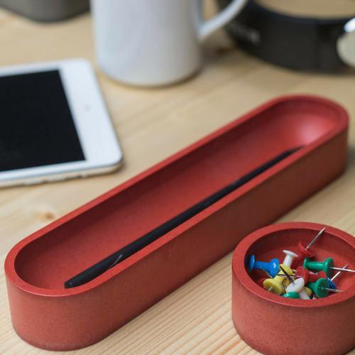 Iulia Red Oval Pen Tray Clear Desk Organiser Desk Organizers Minimalist Desk Organizer Office Desk Accessories Pen Tray Iulia