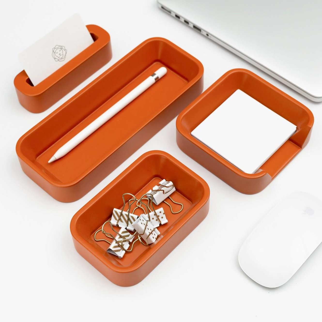 Orange Desk Organizer Set