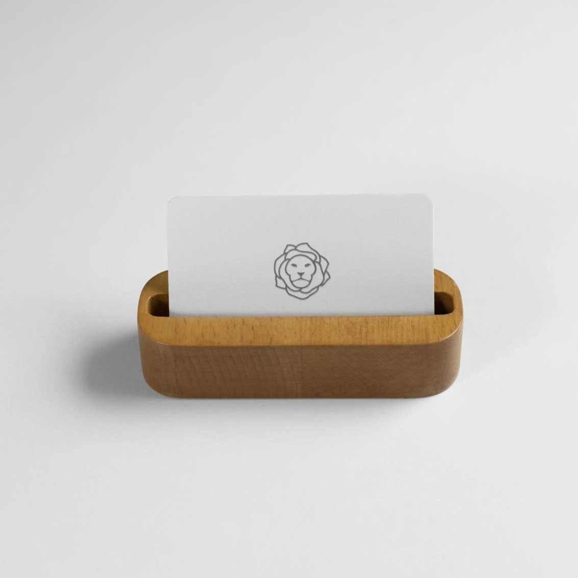 Oak Stained Beechwood Business Card Holder