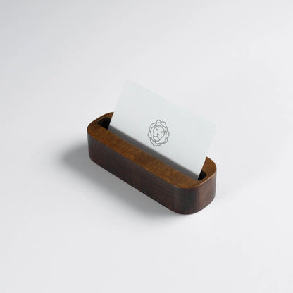 Dark Mahogany Stained Beechwood Business Card Holder
