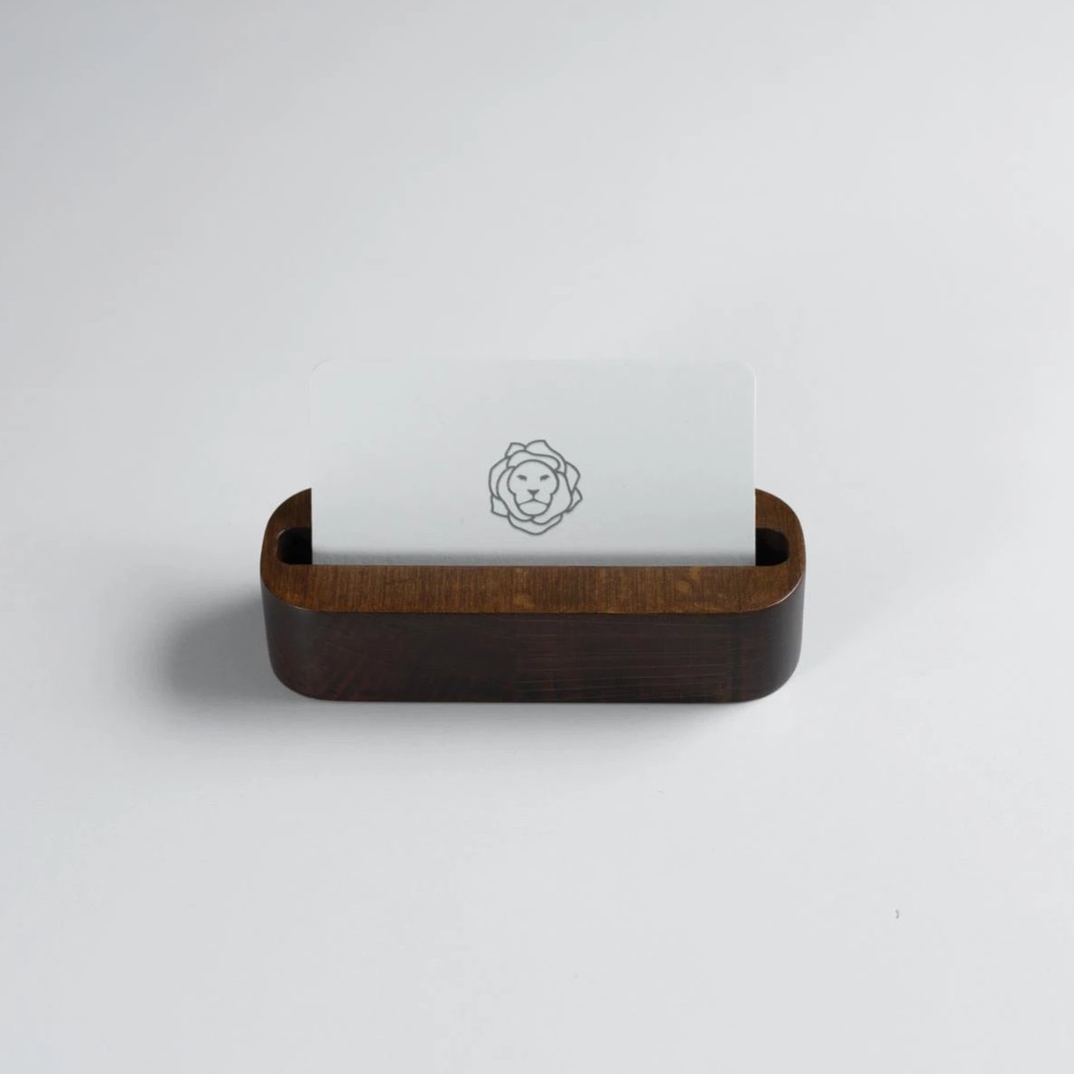 Dark Mahogany Stained Beechwood Business Card Holder