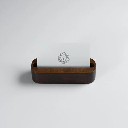 Dark Mahogany Stained Beechwood Business Card Holder