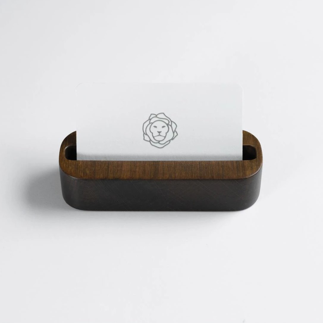 Walnut Stained Beechwood Business Card Holder