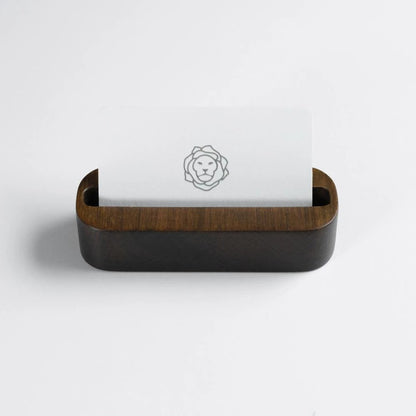 Walnut Stained Beechwood Business Card Holder