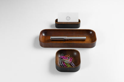 Dark Mahogany Stained Beechwood Business Card Holder