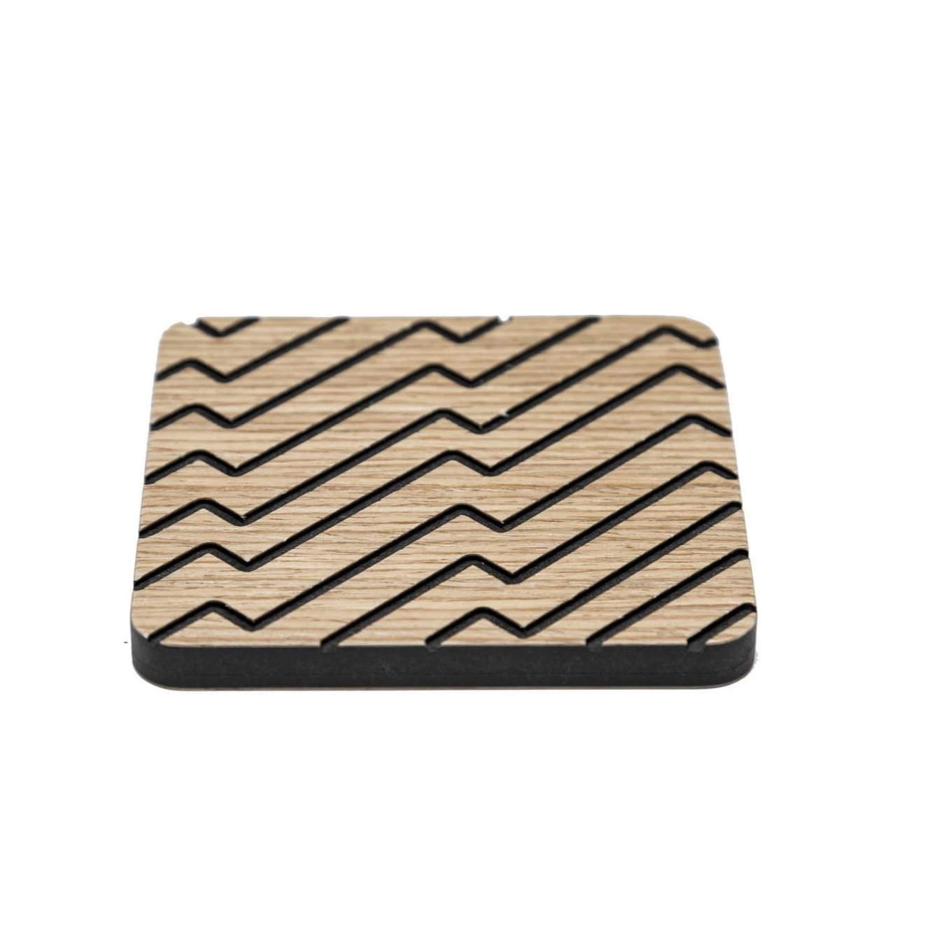 Iulia Black And Oak Zigzag Wood Coaster Set Black And Oak Coasters Zigzag Iulia