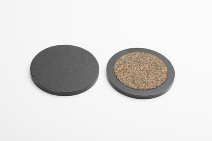 Iulia Black Round Wood Coaster With Cork Rubber Bottom Set Black Coasters Round Iulia
