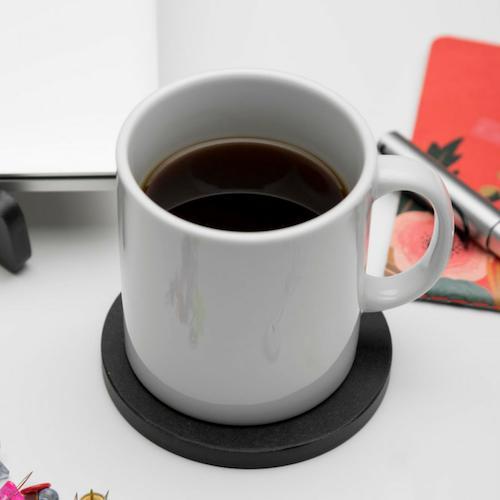 Iulia Black Round Wood Coaster With Cork Rubber Bottom Set Black Coasters Round Iulia