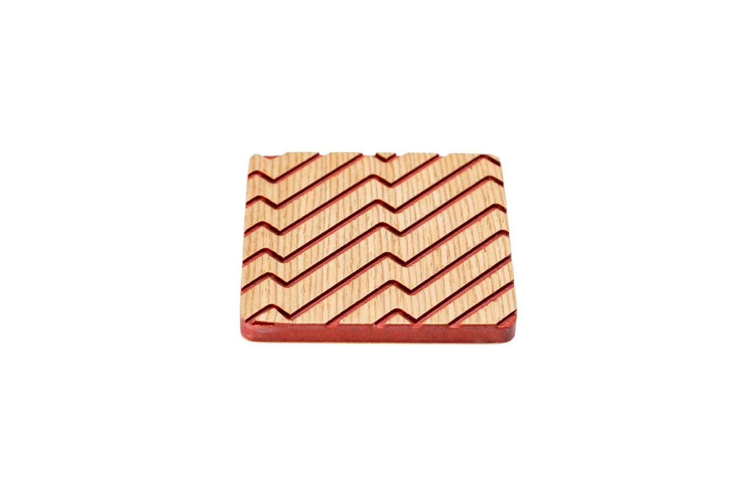 Iulia Red And Oak Zigzag Wood Coaster Set Coasters Red And Oak Zigzag Iulia