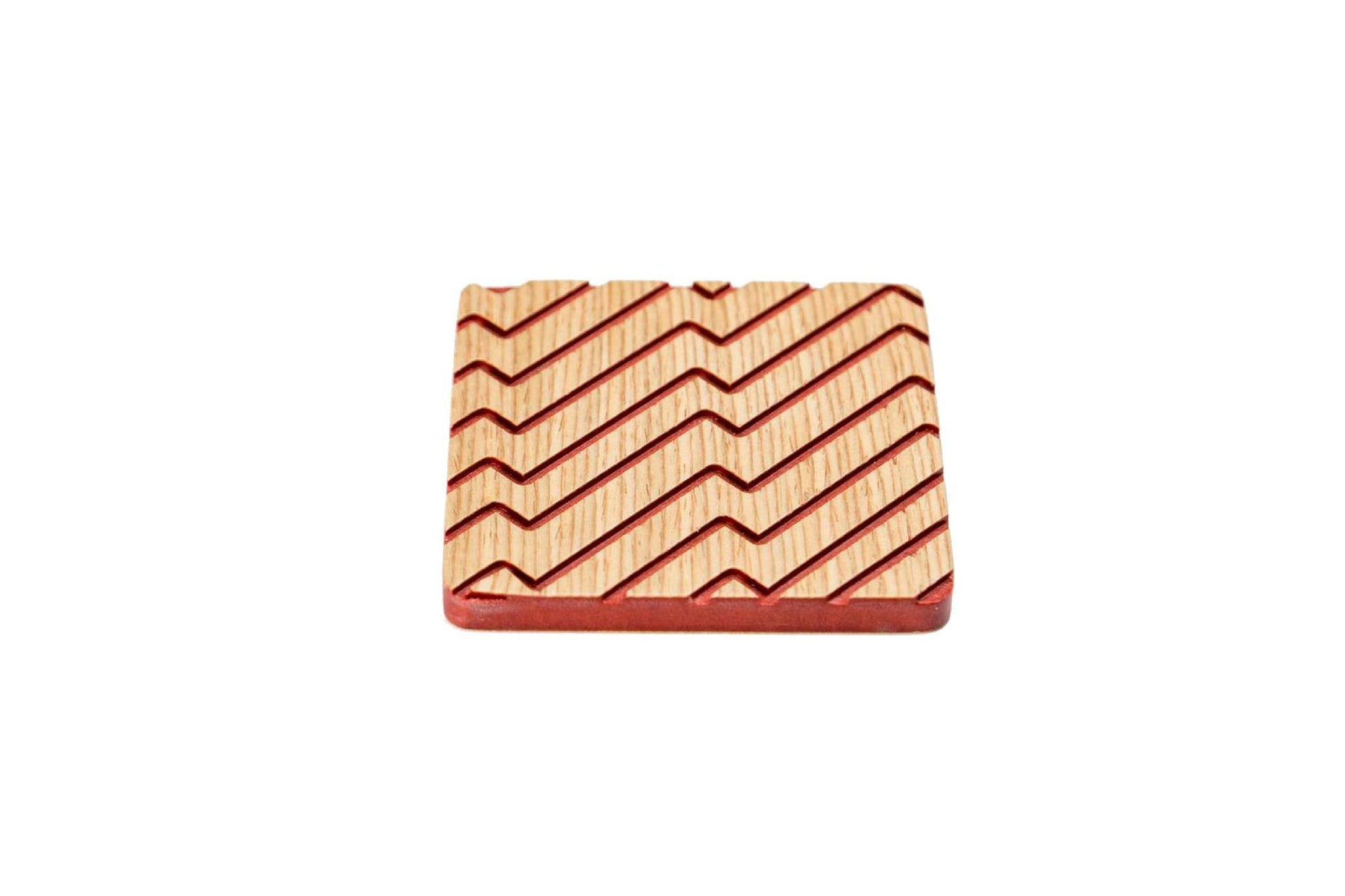 Iulia Red And Oak Zigzag Wood Coaster Set Coasters Red And Oak Zigzag Iulia