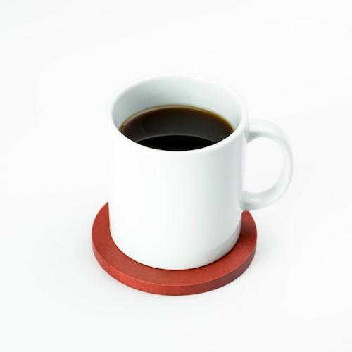 Iulia Red Round Wood Coaster With Cork Rubber Bottom Set Coasters Red Round Iulia