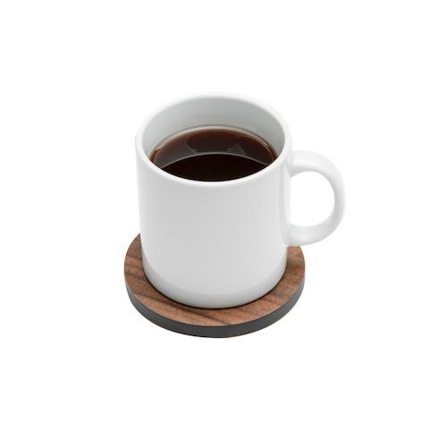 Iulia Walnut And Black Round Wood Coaster With Cork Rubber Bottom Set Black And Walnut Coasters Standard Iulia