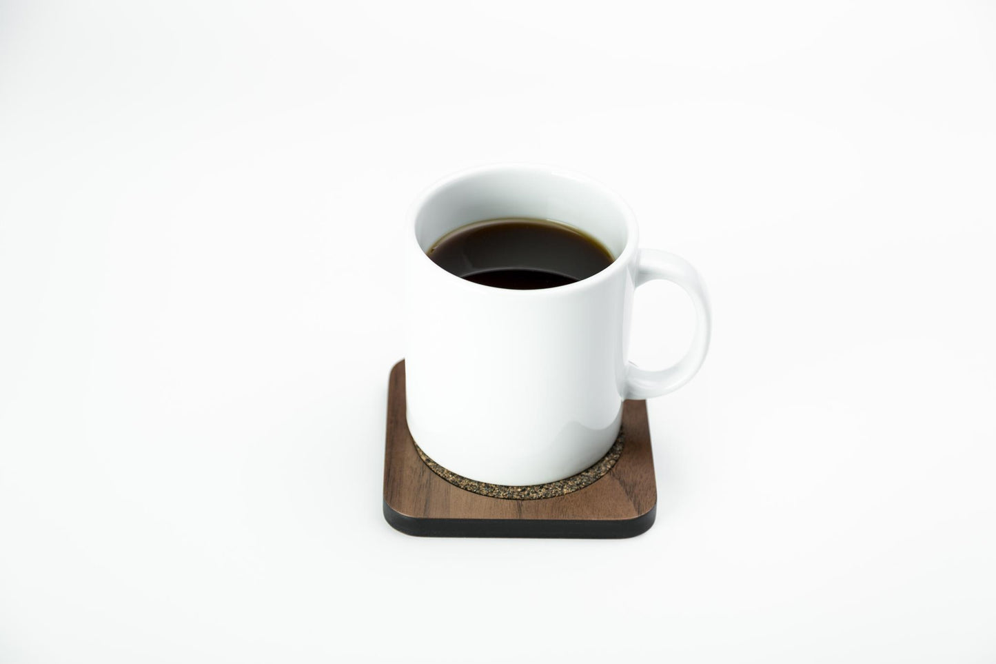 Iulia Walnut And Black Wood Coaster With Cork Rubber Bottom Set Black And Walnut Coasters Standard Iulia