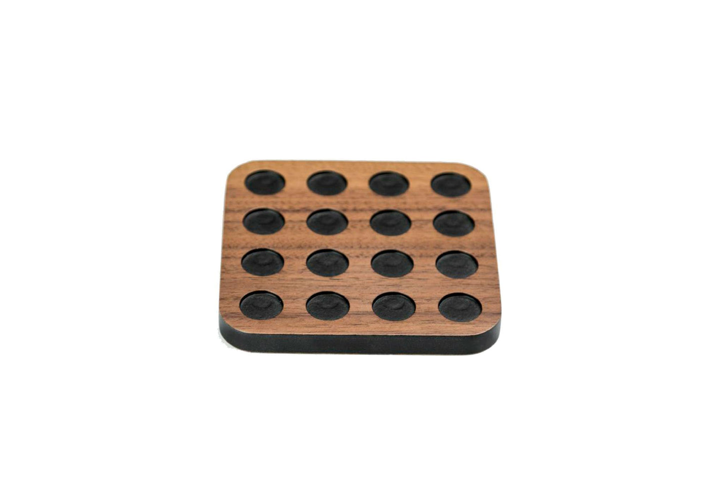 Iulia Walnut With Black Circles Wood Coaster Set Black And Walnut Circles Coasters Iulia