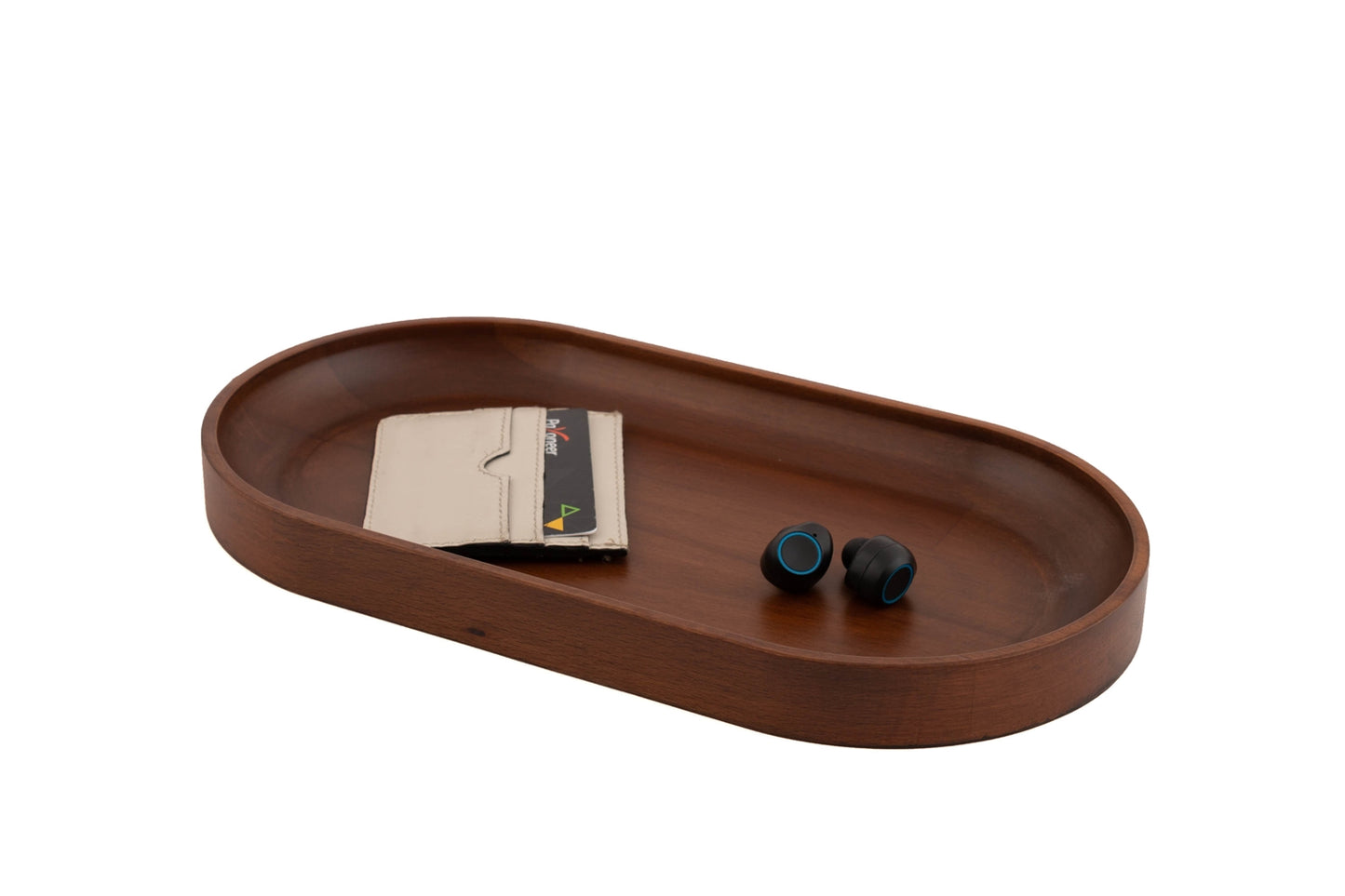 Oval Valet Tray, Mahogany Stained